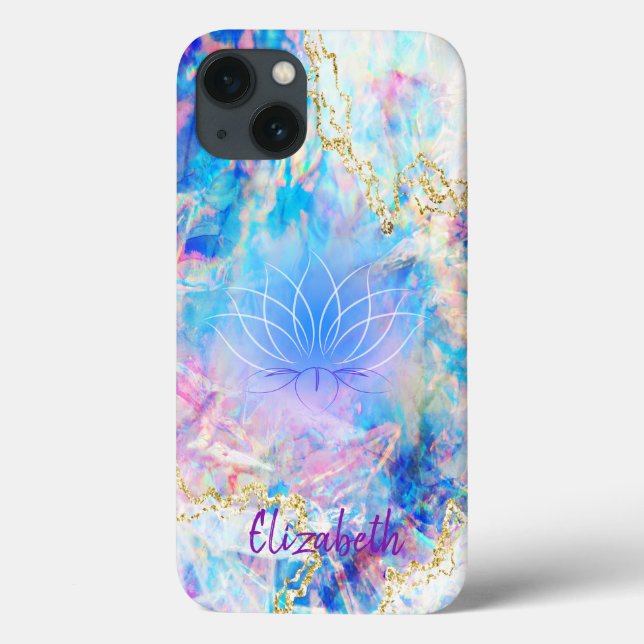 Elegant Lotus Holographic Opal Case-Mate iPhone Case (Back)