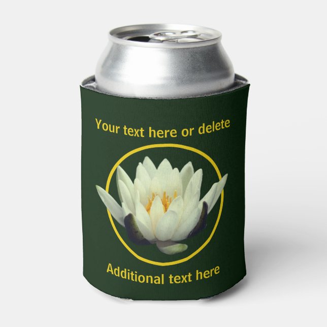 Elegant Lotus Lily Flower Personalized  Can Cooler (Can Front)