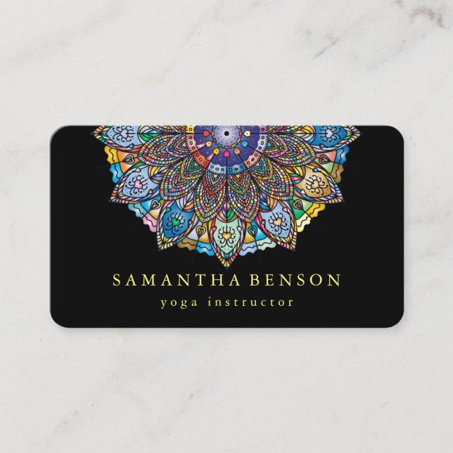 Élégant Lotus Mandala Logo Yoga Carte de visite (Devant)