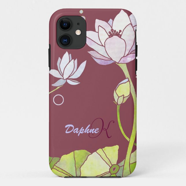 Elegant Lotus Monogram Case-Mate iPhone Case (Back)