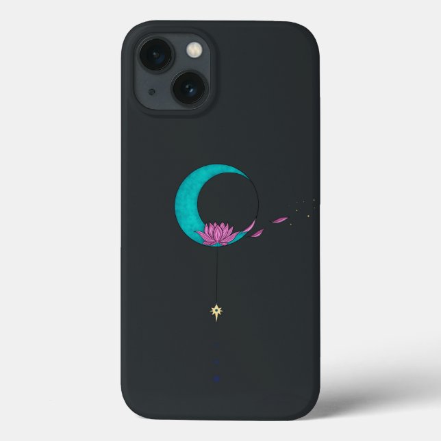 Elegant Lotus Moon Black iPhone / iPad case (Back)