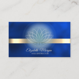 Elegant Lotus Royal Blue Yoga Instructor   Business Card
