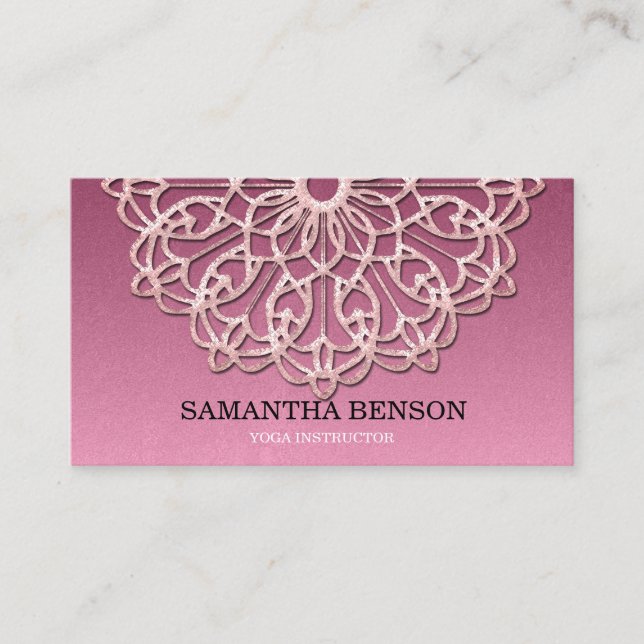 Elegant Lotus Yoga Instructor Business Card (Front)