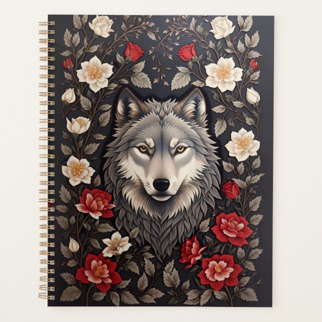 Élégant loup gris floral (Devant)