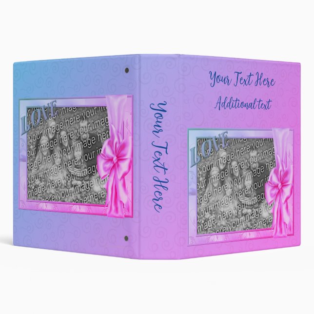 Elegant Love And Bow Design Personalized Photo  Binder (Background)