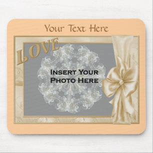 Elegant Love And Bow Design Photo Mouse Pad