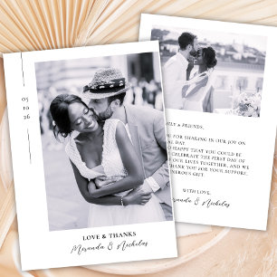 Elegant Love and Thanks 2 Photo Wedding  Thank You Card