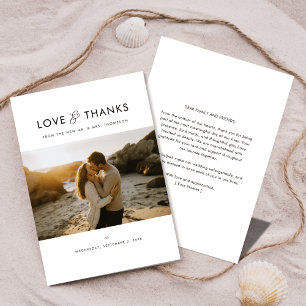 Elegant Love and Thanks Beach Sunset Photo Wedding Thank You Card