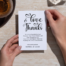 Elegant Love and Thanks Heart Script Wedding 