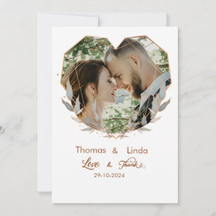 elegant love and thanks wedding handwritten thank you card