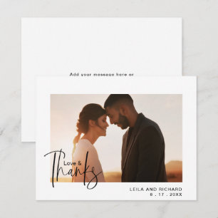 Elegant Love and Thanks Wedding Photo Thank You Card