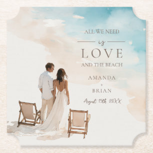 Elegant Love and the Beach Wedding Coasters