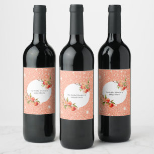 Elegant Love as Sweet as a Peach Bridal Shower Wine Label