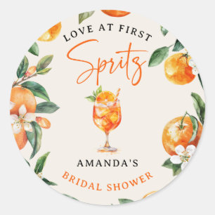 Elegant Love at First Spritz' Bridal Shower  Classic Round Sticker