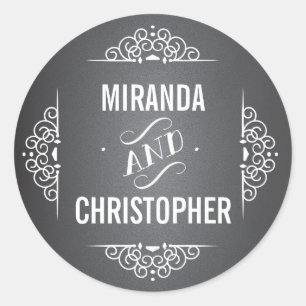 Elegant Love Chalkboard Personalized Favour Sticke Classic Round Sticker