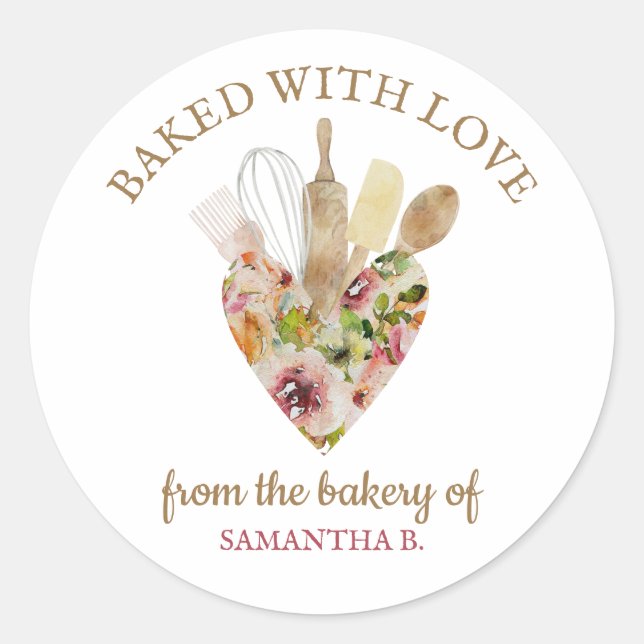 Elegant Love Chef Rustic Holiday Baker Classic Round Sticker (Front)