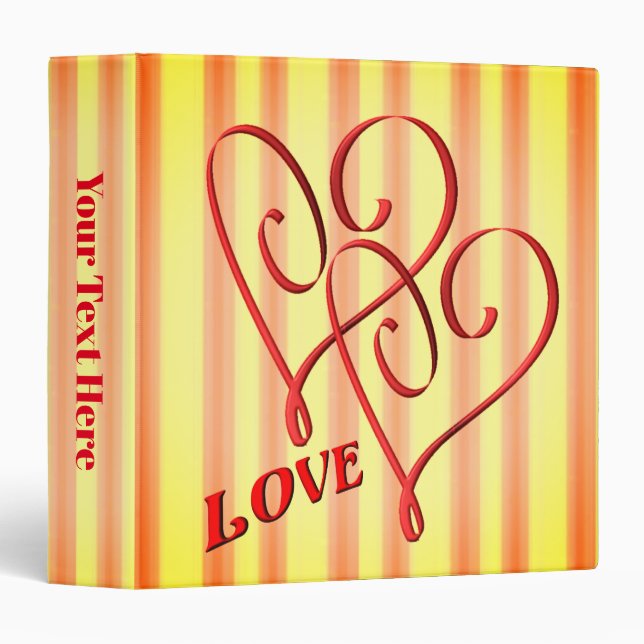 Elegant Love Double Hearts Personalized Binder (Front/Spine)