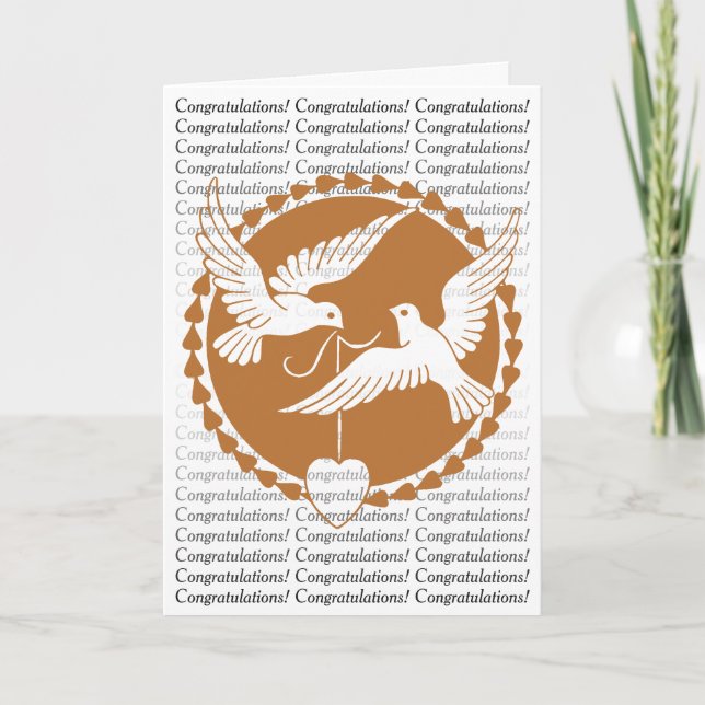 Elegant Love Doves Wedding Congratulations Card (Front)