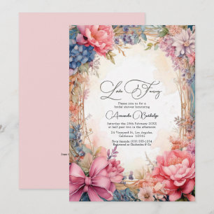 Elegant Love Fancy Floral Bridal Shower QR Code Invitation