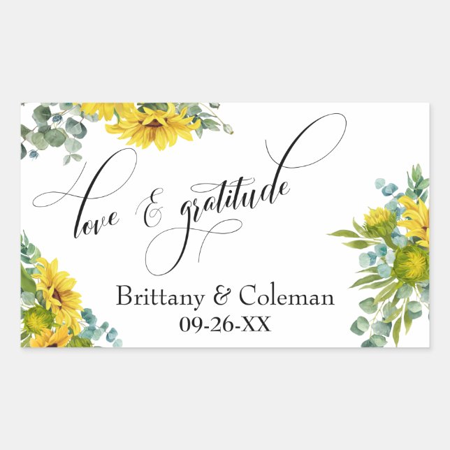 Elegant Love & Gratitude Sunflower Eucalyptus Sticker (Front)