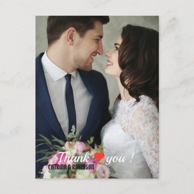 Elegant Love Heart Wedding Photo Postcard (Front)