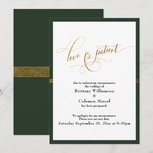 Elegant Love is Patient Green & Gold Stripe Card