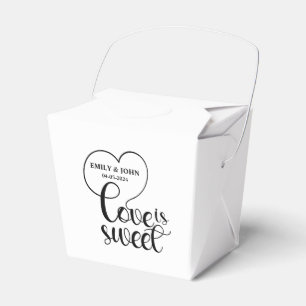 Elegant Love Is Sweet calligraphy Heart  Favor Box