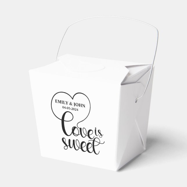 Elegant Love Is Sweet calligraphy Heart  Favor Box (Front Side)
