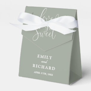 Elegant Love Is Sweet Sage Green Wedding Favor Box