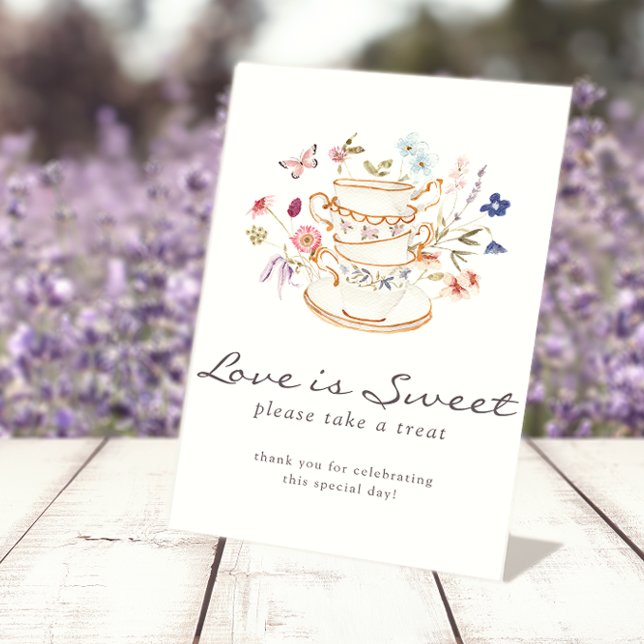 Elegant Love Is Sweet Sign (Tea Party Wildflowers Elegant Love Is Sweet Sign by Painted Paperie
)