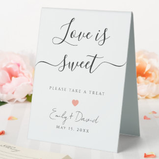 Élégant Love is Sweet Signe de Table de Mariage