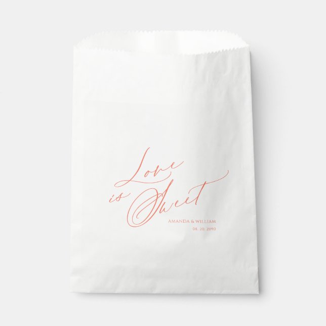 Elegant "Love is Sweet" Wedding Favour Bags (Front)