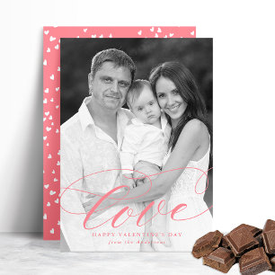Elegant Love Pink Script Valentine's Day Photo Holiday Card