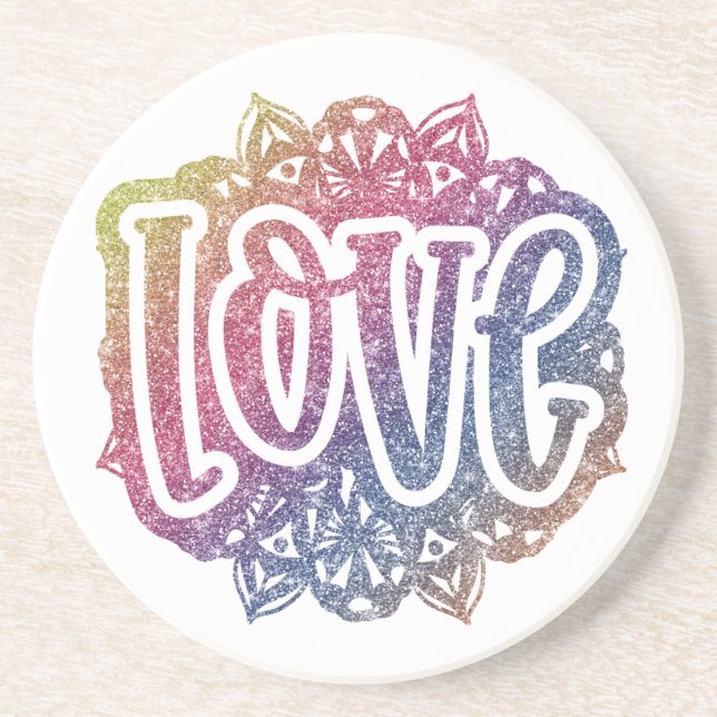 Elegant Love Quote Glitter Sparkle Romance Coaster (Front)