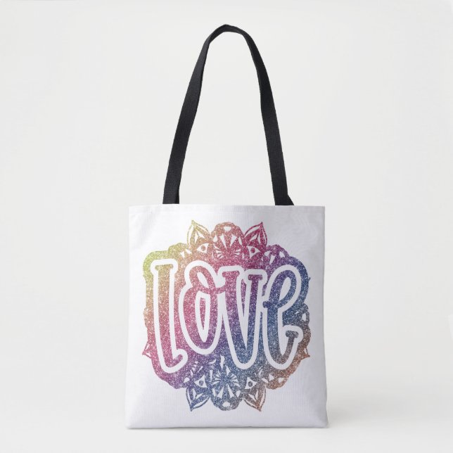 Elegant Love Quote Glitter Sparkle Romance Tote Bag (Front)