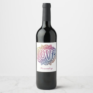Elegant Love Quote Glitter Sparkle Romance Wine Label