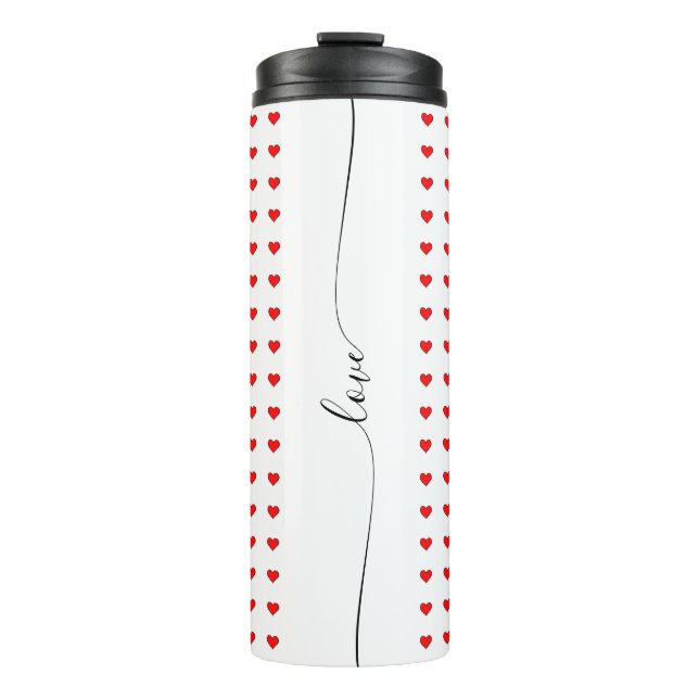 Elegant Love Red Hearts Seamless Pattern Thermal Tumbler (Front)