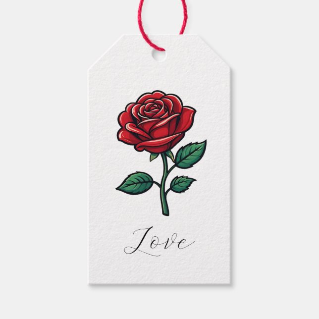 Elegant Love Rose Gift Tags (Front)