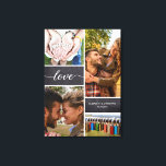 Elegant Love Script Photo Collage Chalkboard Canvas Print<br><div class="desc">Personalize this wrapped canvas with your favourite photos to create a collage for your wall art. Chalkboard backround blocks for a modern style. "Love" script typography with stylish long-tailed ends,  customize with your names and special anniversary date.</div>