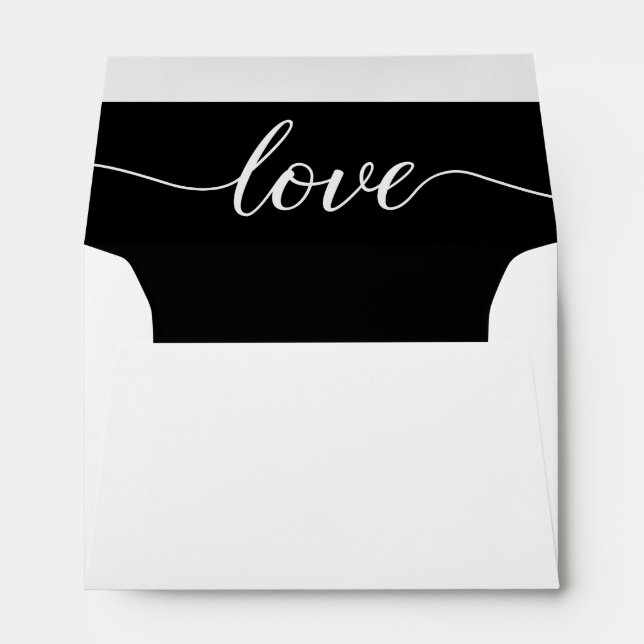 Elegant Love Script Return address Wedding Envelope (Back (Bottom))