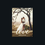 Elegant Love Script Wedding Newlywed Photo Canvas Print<br><div class="desc">Immortalize the enchantment of newlywed bliss with the Elegant Love Script Wedding Newlywed Photo Canvas Print—an exquisite portrayal of the love shared on that magical day. This stretched canvas is not merely a display; it is the canvas of your love story, a sophisticated emblem of the vows taken and the...</div>