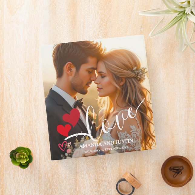 Elegant Love Script Wedding Personaliz Photo Album Binder (In Situ)