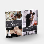 Elegant Love Script Wedding photo collage<br><div class="desc">Customize this photo block with 3 of your favourite wedding shots from the best day ever. The chalkboard background blocks adds a rustic feel and the love script with it's modern handwritten style is elegant and classic. Personalize with your names and special wedding date. A perfect keepsake. You can also...</div>