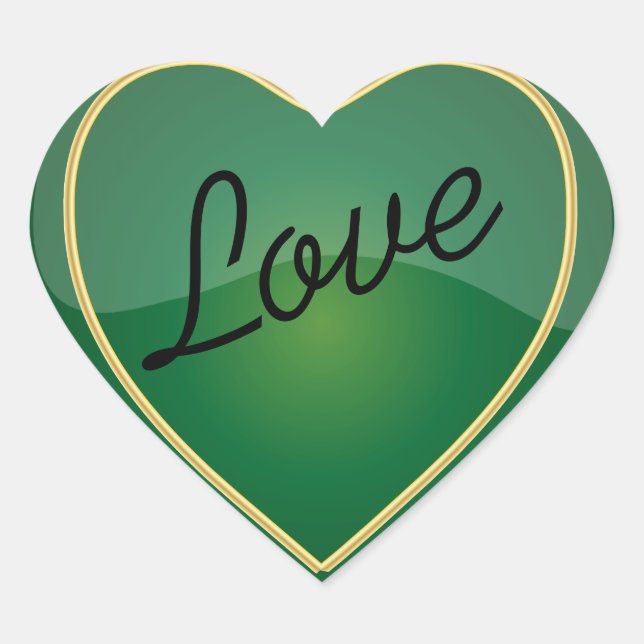 Elegant Love Shiny Bright Green Heart Heart Sticker (Front)