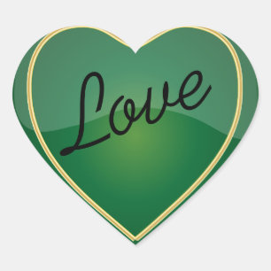 Elegant Love Shiny Bright Green Heart Sticker