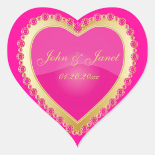 Elegant Love Shiny Pink Gold Jewel Heart Heart Sticker