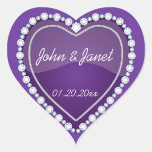Elegant Love Shiny Purple Heart Heart Sticker