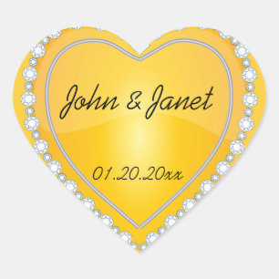 Elegant Love Shiny Yellow Heart Sticker