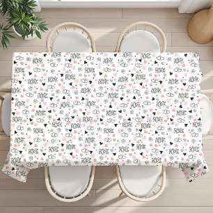 Elegant Love Text Lettering Valentine Tablecloth