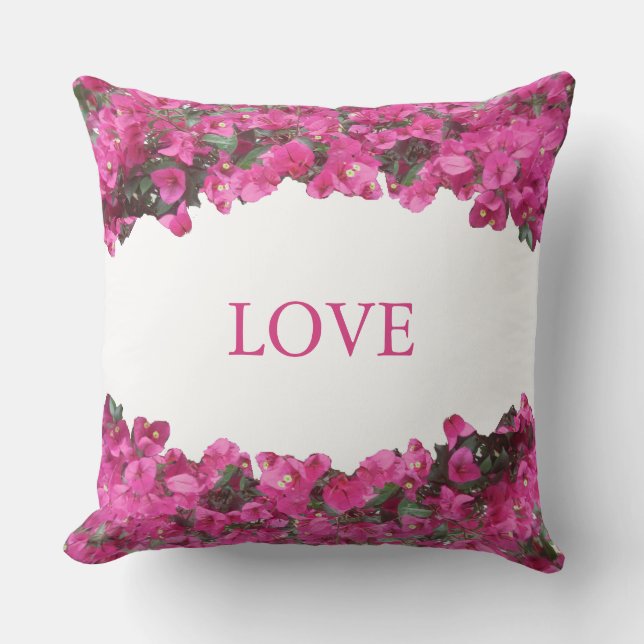 Elegant Love Tropical Flowers on White Throw Pillow (Front)